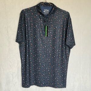 Bogey Bros NEW Navy Polo with Multicolor Micro Sailboat Print